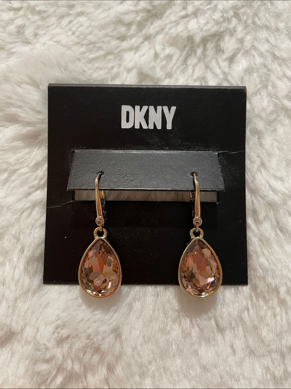 DKNY Gold-Tone Teardrop Earrings with Blush Crystal